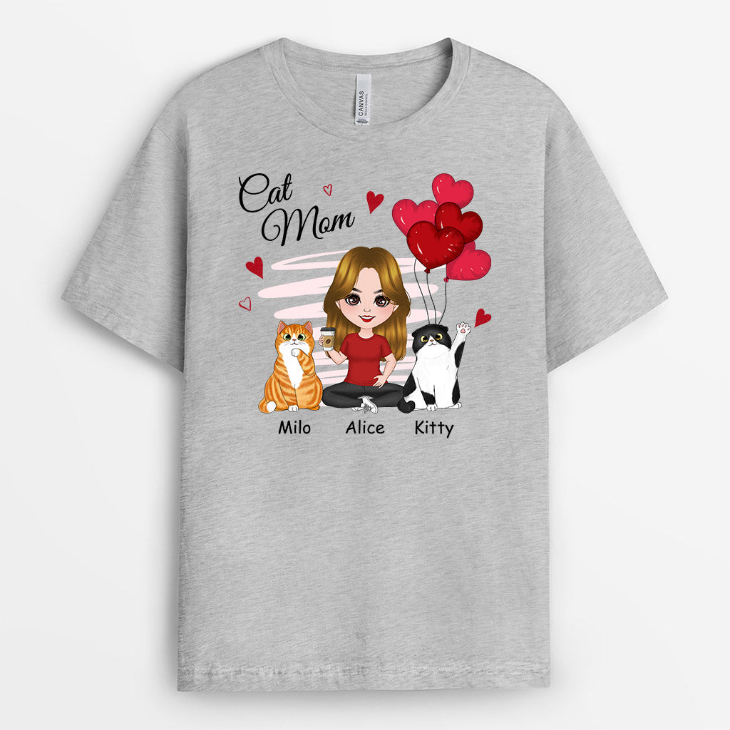 0916AUS1 Personalized T shirts Gifts Cat Mom Cat Lovers