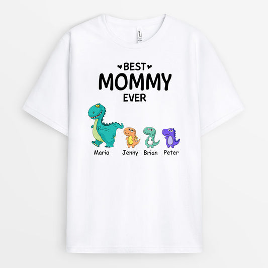 0922AUS2 Personalized T shirts Gifts Dinosaur Mom Grandma