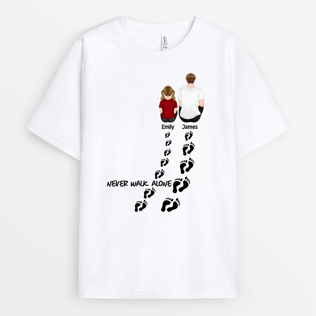 0925AUS1 Personalized T Shirts Gifts Footprints Dad
