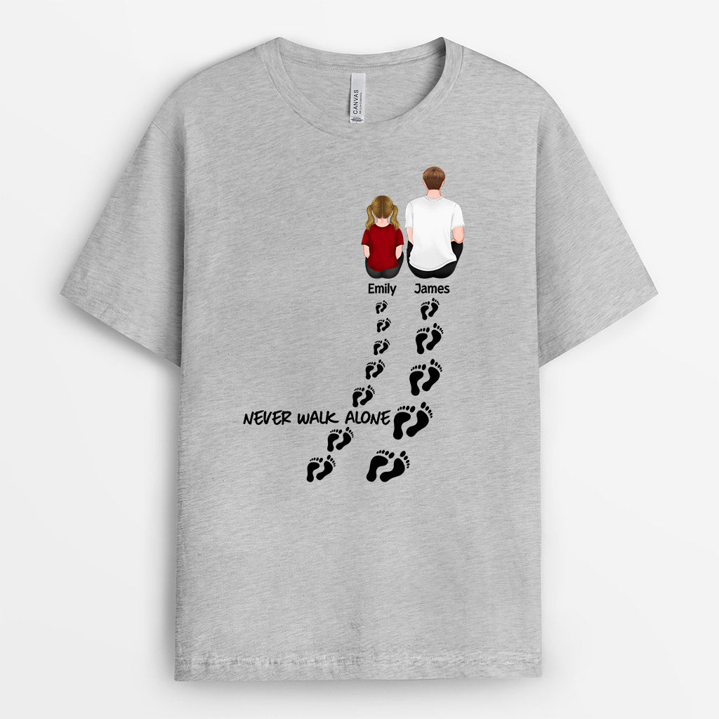 0925AUS2 Personalized T Shirts Gifts Footprints Dad