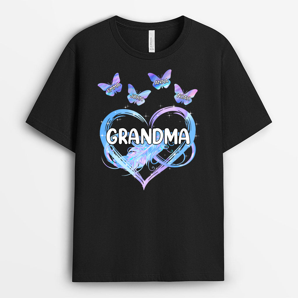 0929AUS1 Personalized T shirts Gifts Infinity Butterfly Grandma Mom