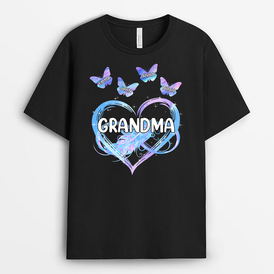 0929AUS1 Personalized T shirts Gifts Infinity Butterfly Grandma Mom