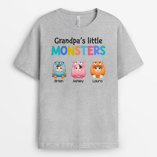 0948AUS2 Personalized T shirts Gifts Monster Papa Grandpa