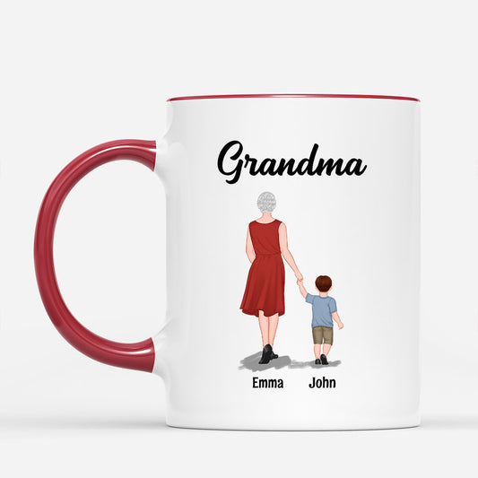 0957MUS2 Personalized Mugs Gifts Holding Hands Grandma Mom