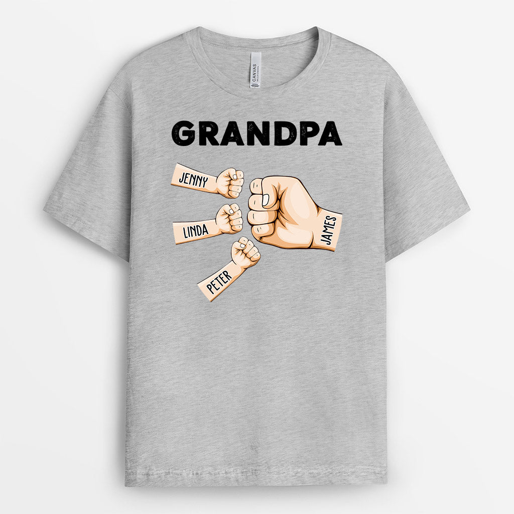 0958AUS2 Personalized T shirts Gifts Fist Bump Grandpa Dad