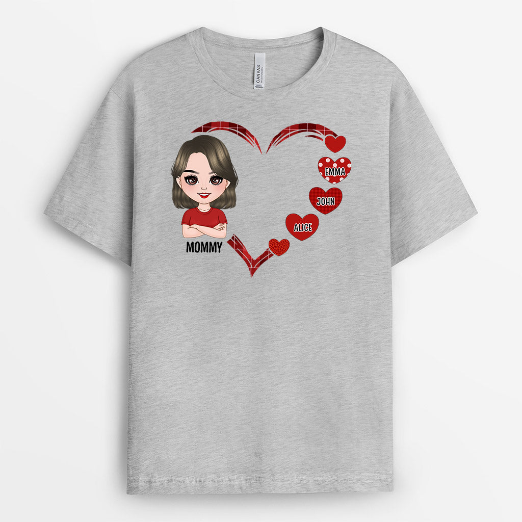 0963AUS1 Personalized T shirts Gifts Heart Grandma Mom