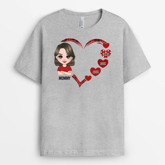 0963AUS1 Personalized T shirts Gifts Heart Grandma Mom
