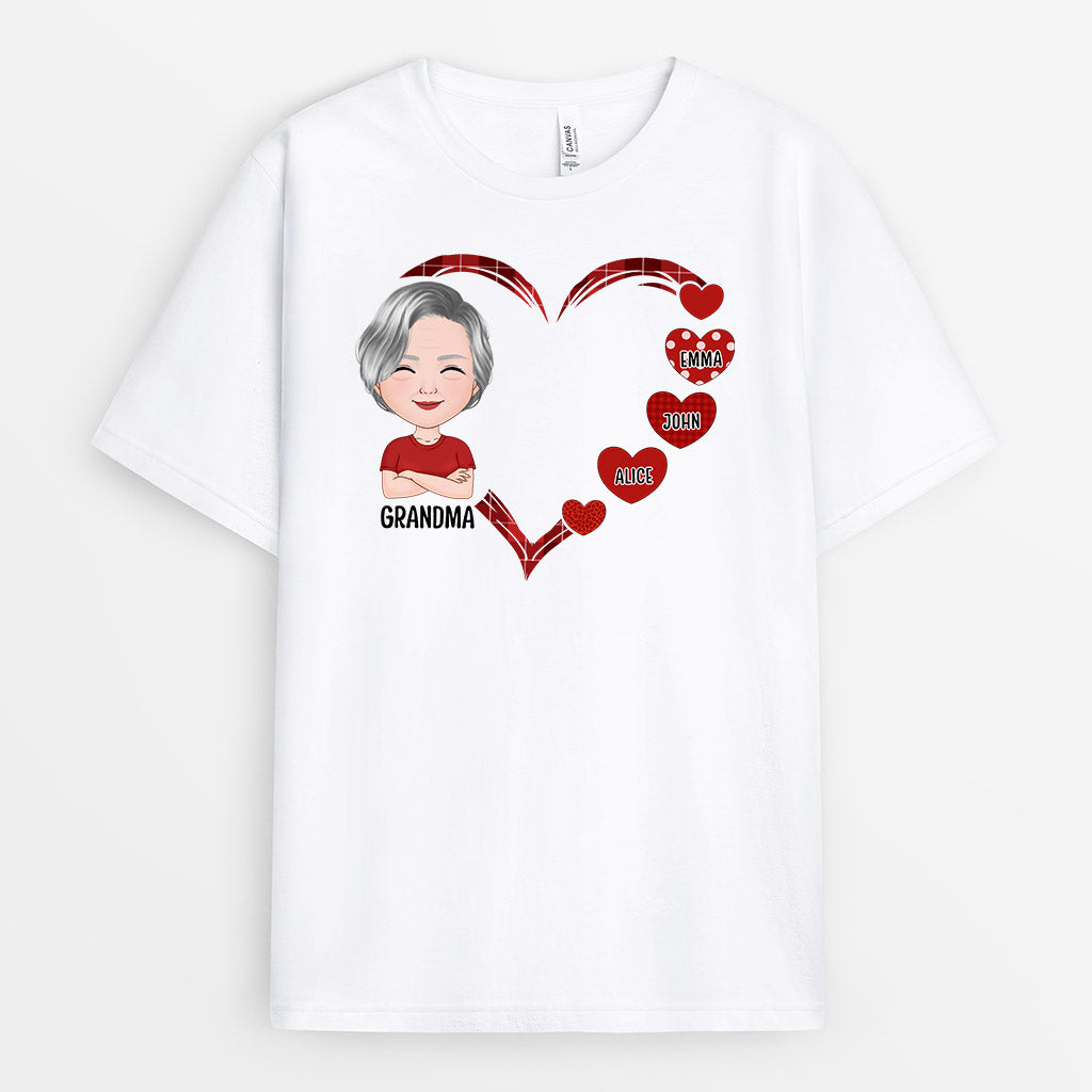 0963AUS2 Personalized T shirts Gifts Heart Grandma Mom