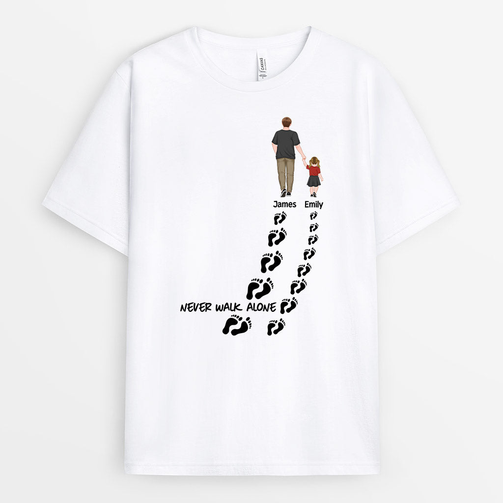 0964AUS1 Personalized T Shirts Gifts Footprints Dad