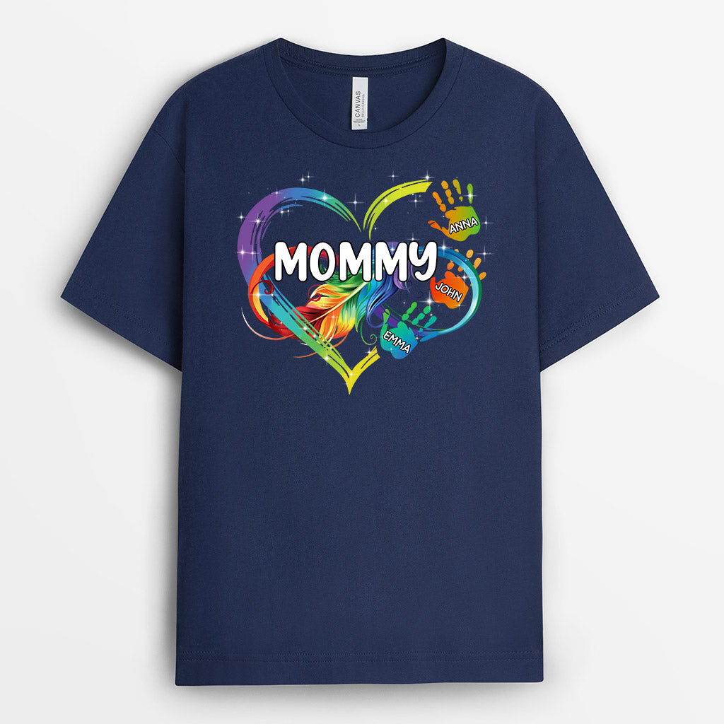 0965AUS1 Personalized T shirts Gifts Heart Hands Grandma Mom