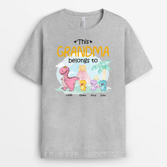 0972AUS2 Personalized T shirts Gifts Dinosaur Grandma Mom