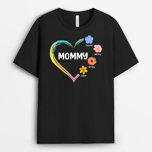 0980AUS1 Personalized T shirts Gifts Flowers Heart Grandma Mom