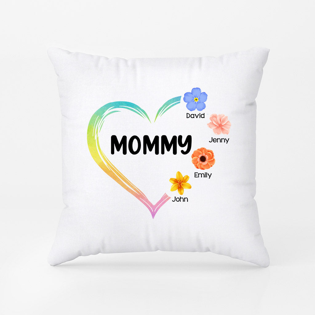 0980PUS1 Personalized Pillows Gifts Flowers Heart Grandma Mom