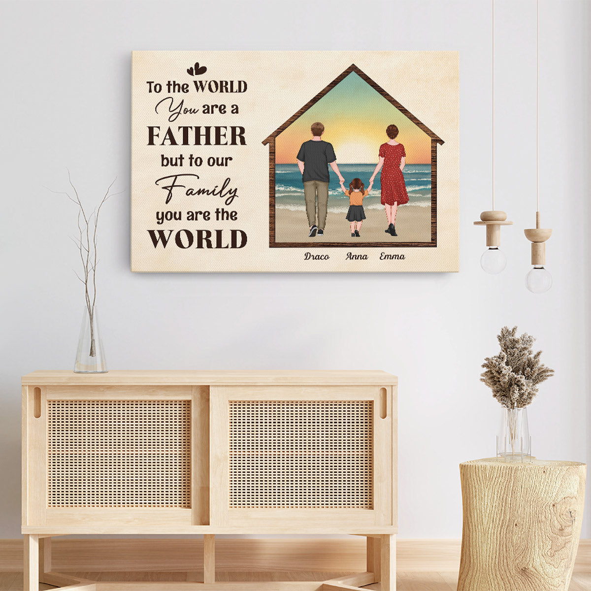 0990CUS3 Personalized Canvas Gifts Family Grandpa Dad