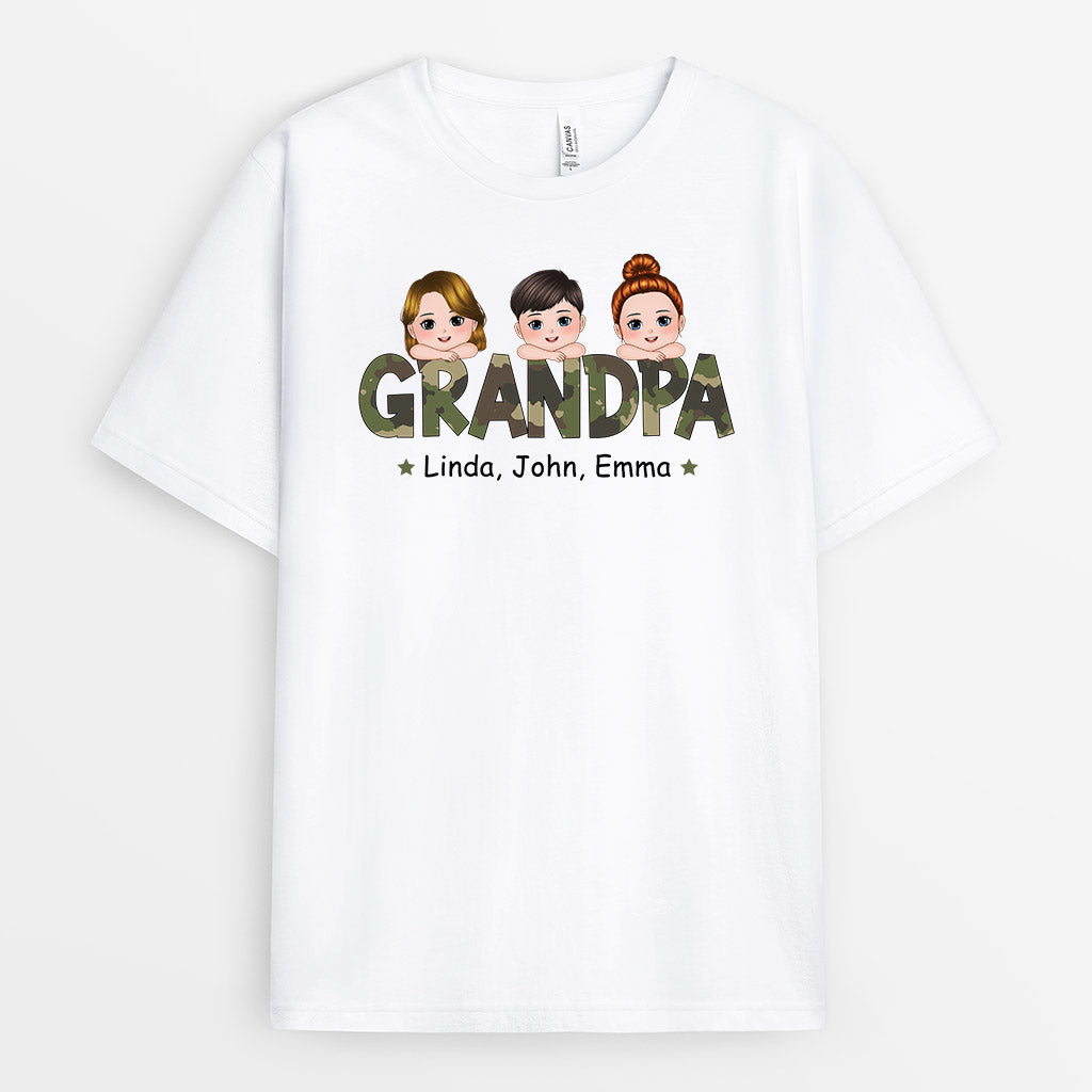 0999AUS2 Personalized T shirts Gifts Camouflage Grandpa Dad