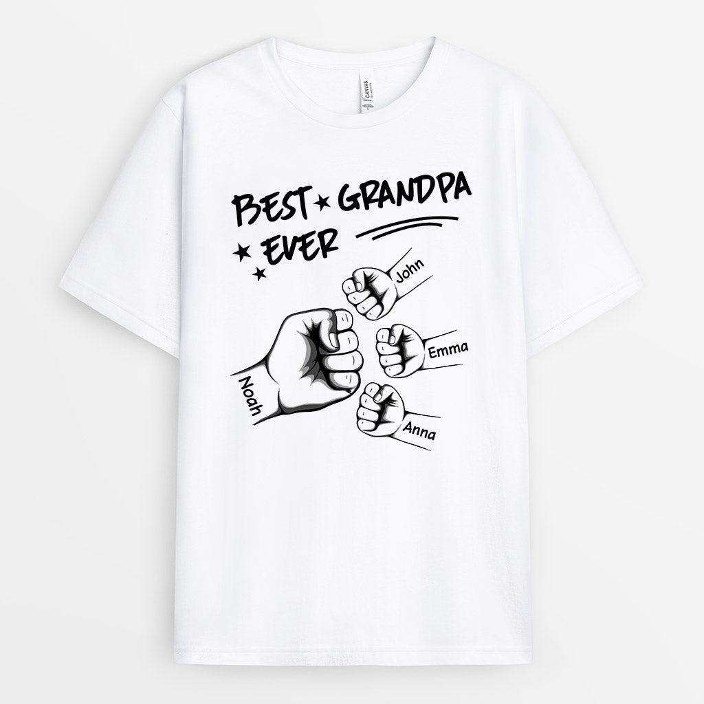 1006AUS2 Personalized T shirts Gifts Fist Bump Grandpa Dad