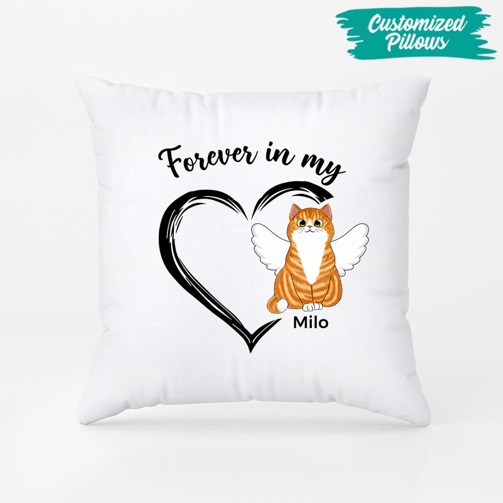 1034PUS2 Personalized Pillows Gifts Heart Cat Lovers