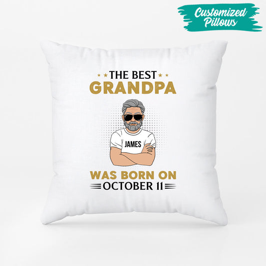1041PUS2 Personalized Pillows Gifts Born Grandpa Dad