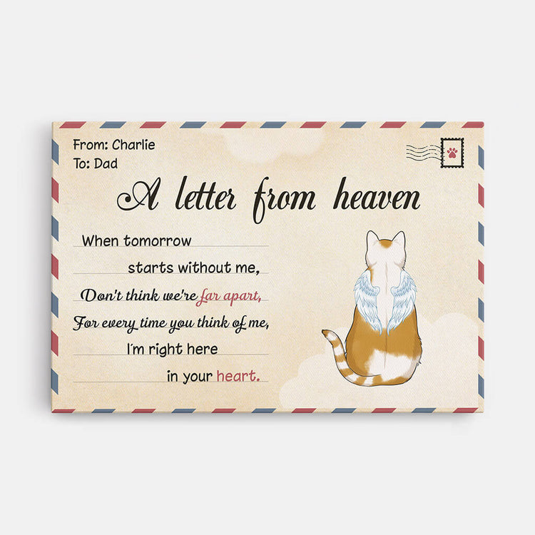 Personalized A Letter From Cat Heaven Canvas
