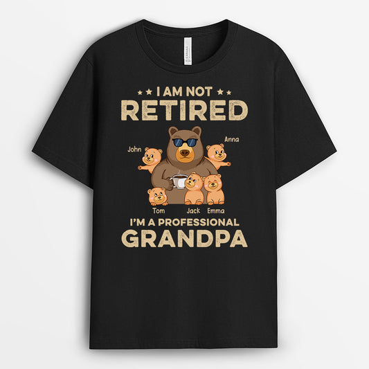 1044AUS1 Personalized T shirts Gifts Bear Retirement Grandpa Dad