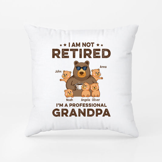 1044PUS1 Personalized Pillows Gifts Bear Retirement Grandpa Dad