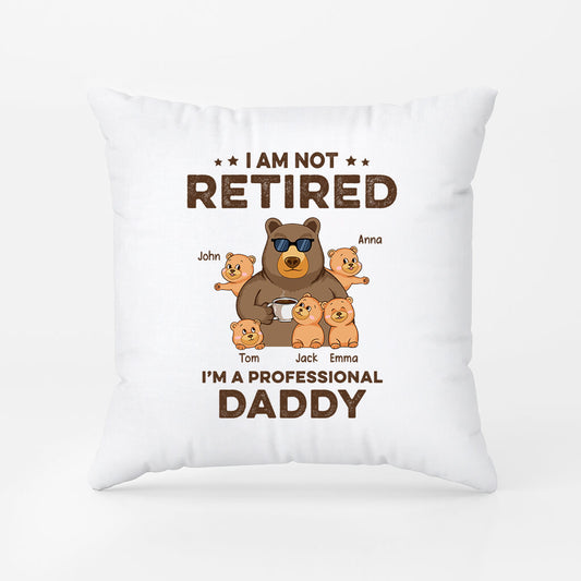 1044PUS2 Personalized Pillows Gifts Bear Retirement Grandpa Dad