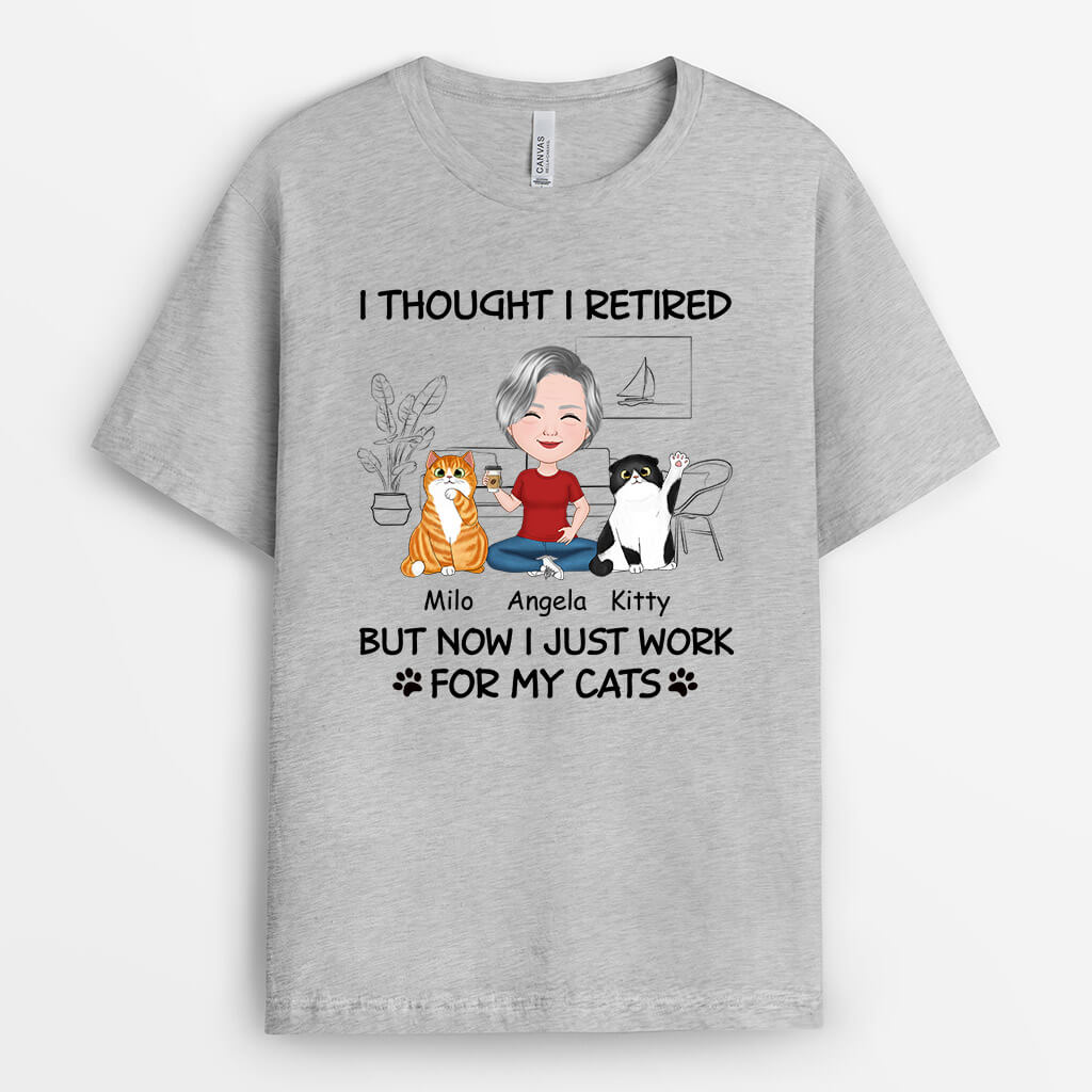 1046AUS1 Personalized T shirts Gifts Retirement Cat Cat Lovers