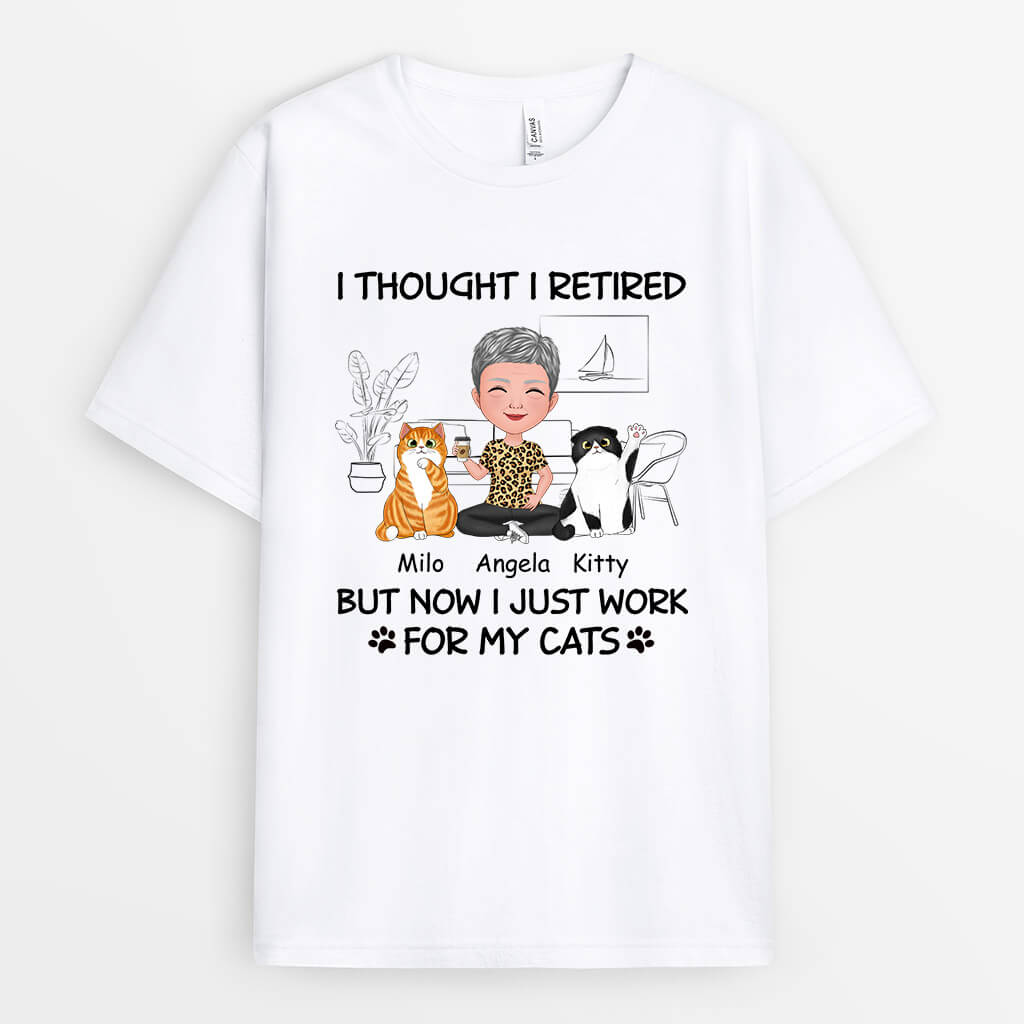 1046AUS2 Personalized T shirts Gifts Retirement Cat Cat Lovers