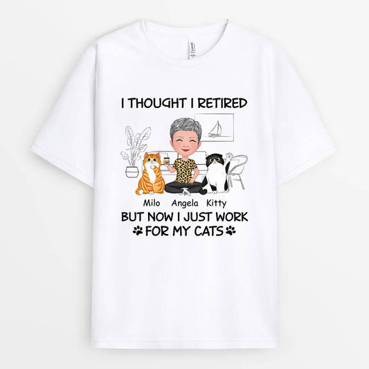 1046AUS2 Personalized T shirts Gifts Retirement Cat Cat Lovers