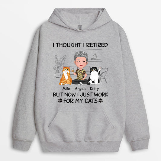 1046HUS2 Personalized Hoodie Gifts Retirement Cat Cat Lovers