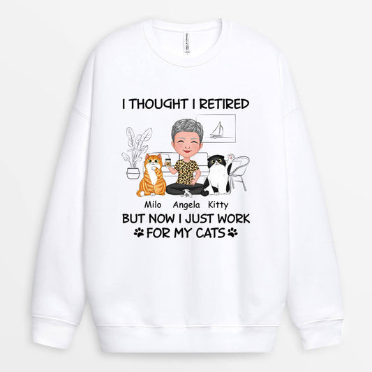 1046WUS2 Personalized Sweatshirt Gifts Retirement Cat Cat Lovers