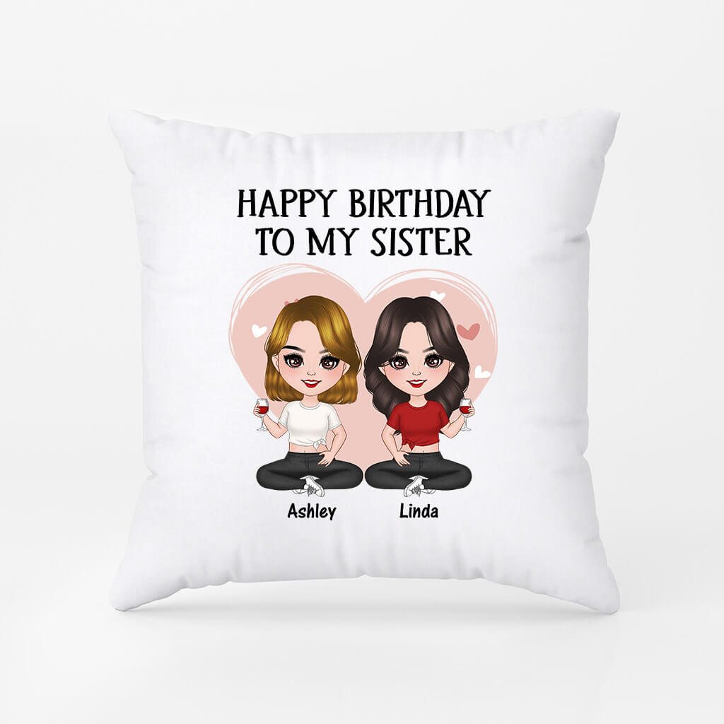 1055PUS1 Personalized Pillows Gifts Birthday Sister