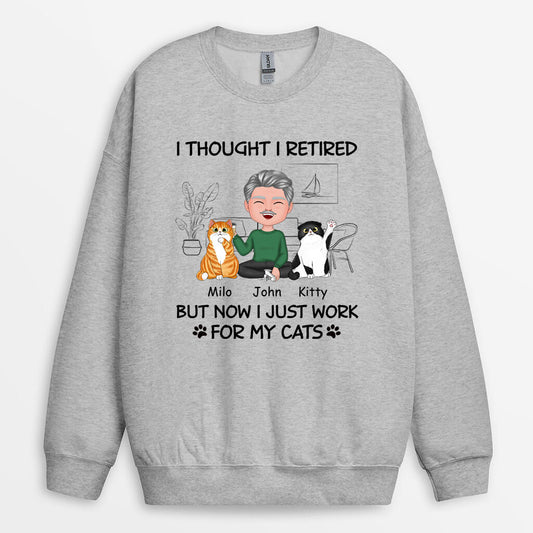 1060WUS1 Personalized Sweatshirt Gifts Retired Cat Cat Lovers