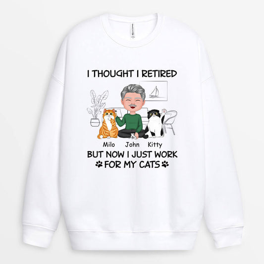 1060WUS2 Personalized Sweatshirt Gifts Retired Cat Cat Lovers
