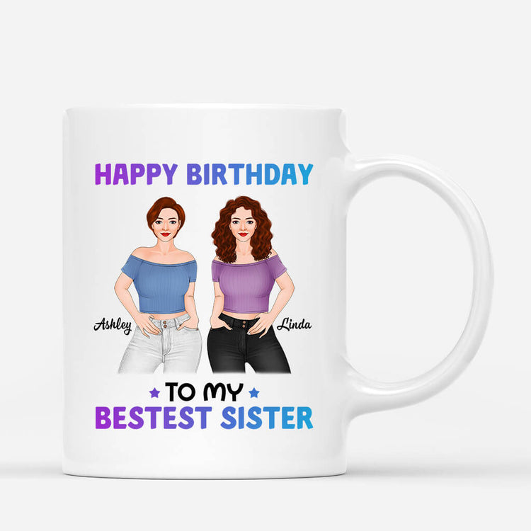 Personalized Happy Birthday To My Bestest Sister Mugs