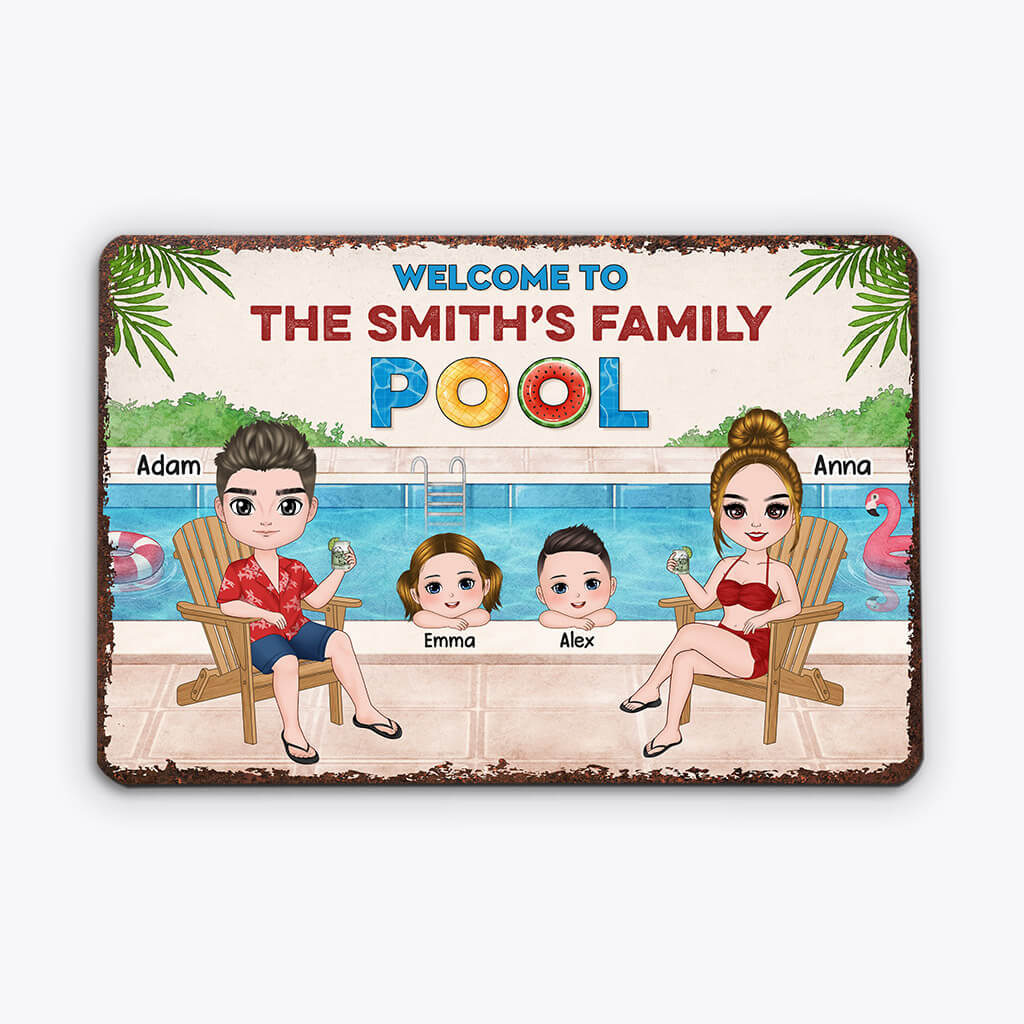 Welcome To Family's Swimming Pool Metal Sign - Personalized Gifts Fami ...