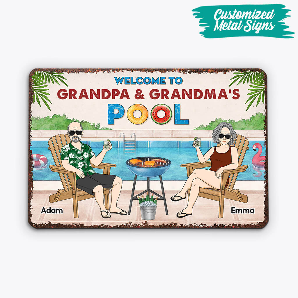 1079EUS2 Personalized Metal Signs Gifts Pool Grandad Grandma
