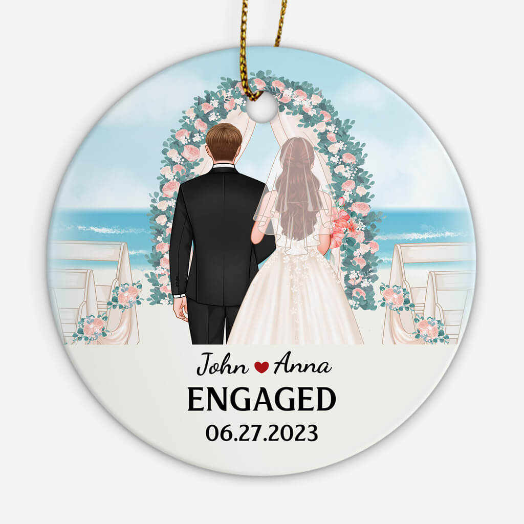 1109OUS2 Personalized Ornaments Gifts Engagement Couple