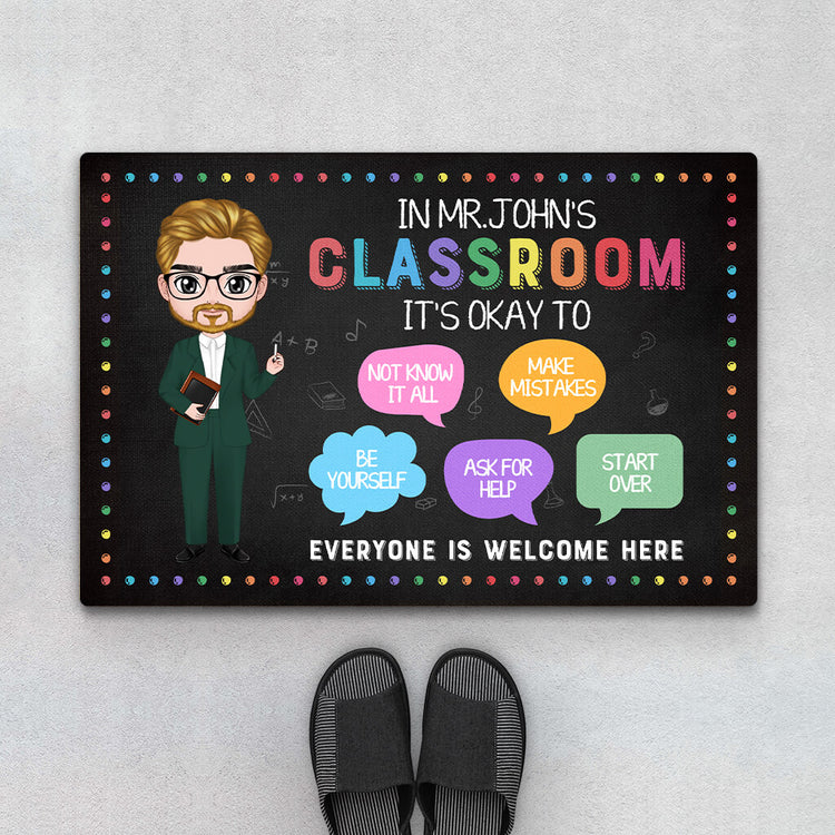Personalized Everybody Is Welcome To Teacher's Happy Classroom Doormat