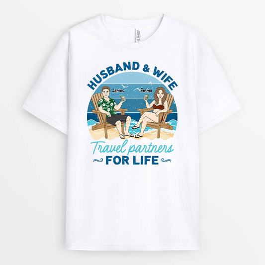 1116AUS1 Personalized T Shirts Gifts Beach Travel Husband Wife Couple