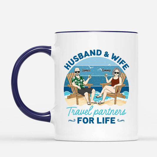 1116MUS2 Personalized Mugs Gifts Beach Travel Husband Wife Couple