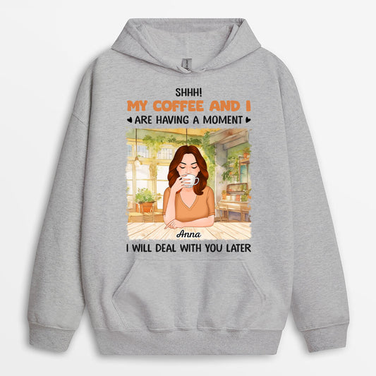 1118HUS1 Personalized Hoodie Gifts Coffee Moment Her