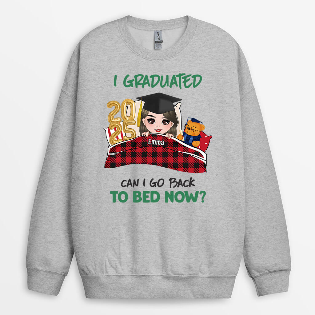 1134WUS2 Personalized Sweatshirt Gifts Graduated Bed Graduates Friends