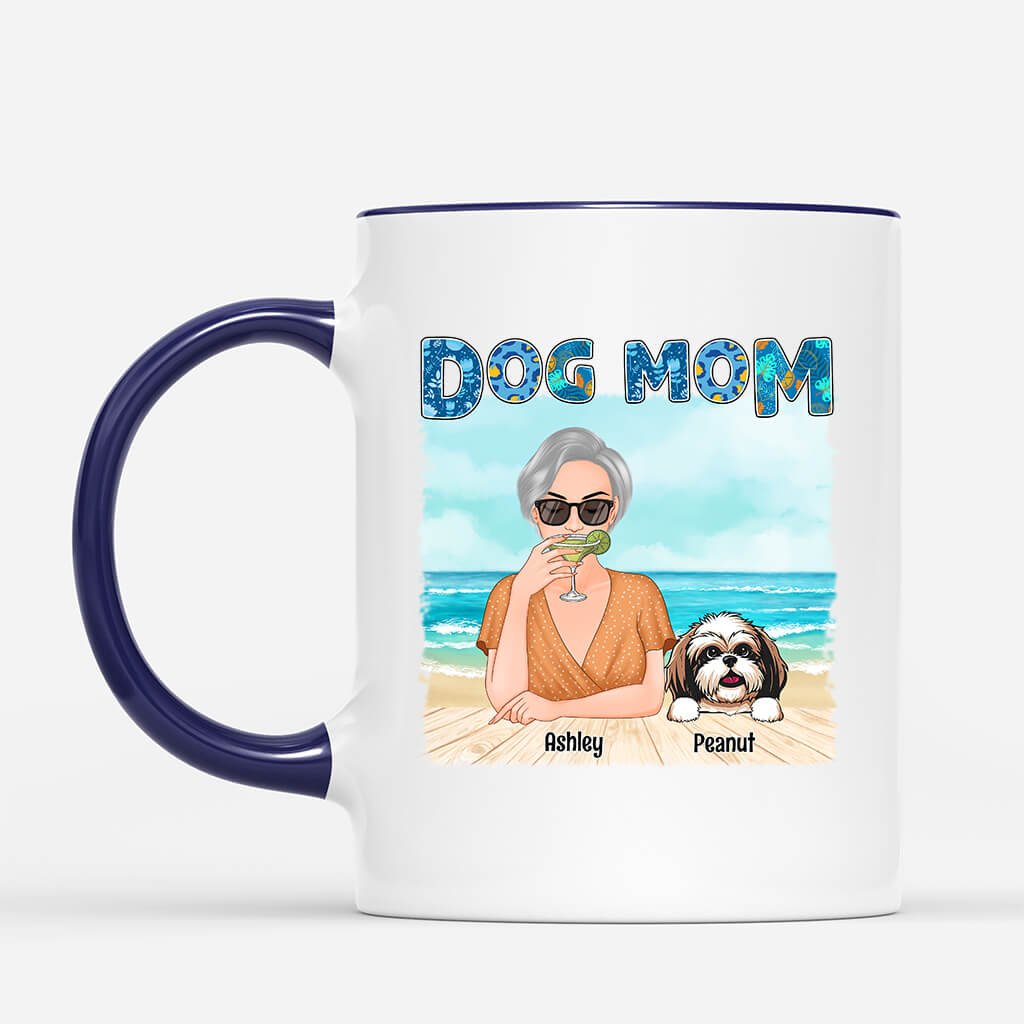 1136MUS2 Personalized Mugs Gifts Beach Dog Mom DogLovers