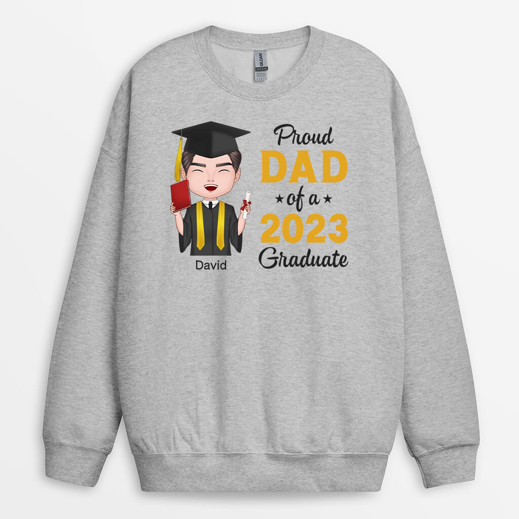 1138WUS1 Personalized Gifts Sweatshirt Proud Dad Mom Graduate