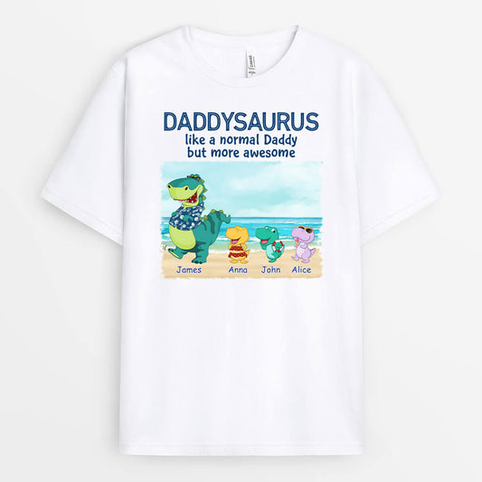 1139AUS1 Personalized T shirts Gifts Beach Dinosaur Grandpa Dad