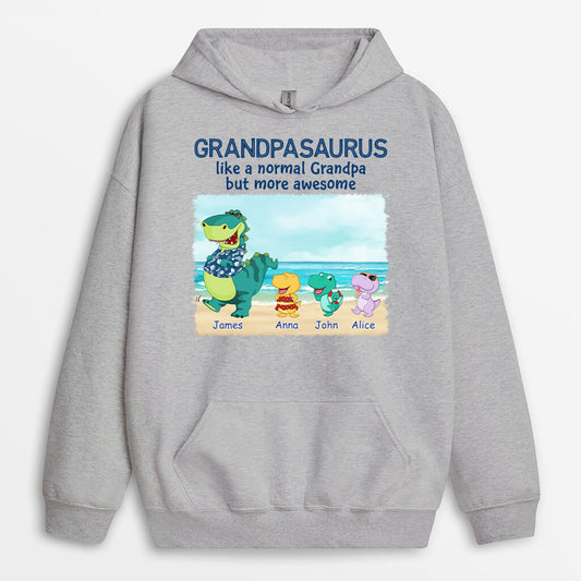 1139HUS2 Personalized Hoodie Gifts Beach Dinosaur Grandpa Dad