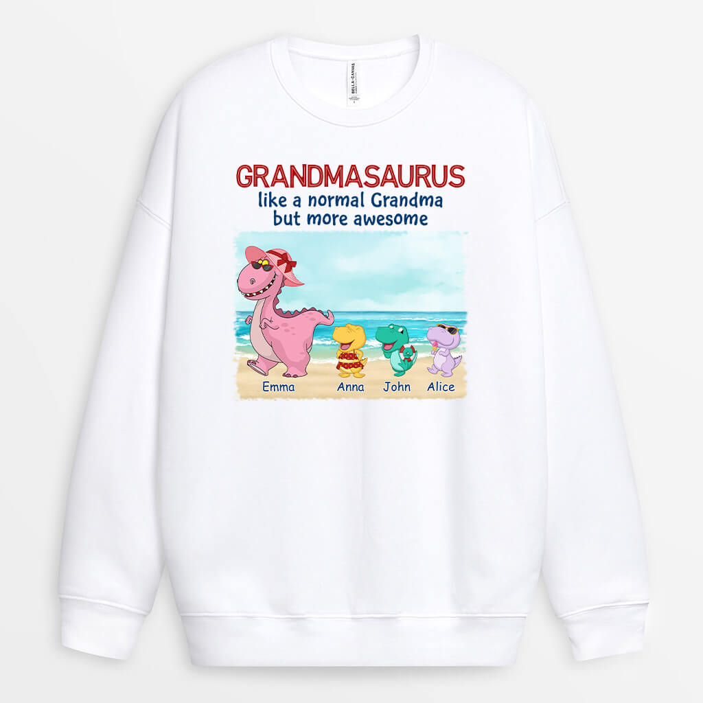1139WUS1 Personalized Sweatshirt Gifts Beach Dinosaur Grandma Mom