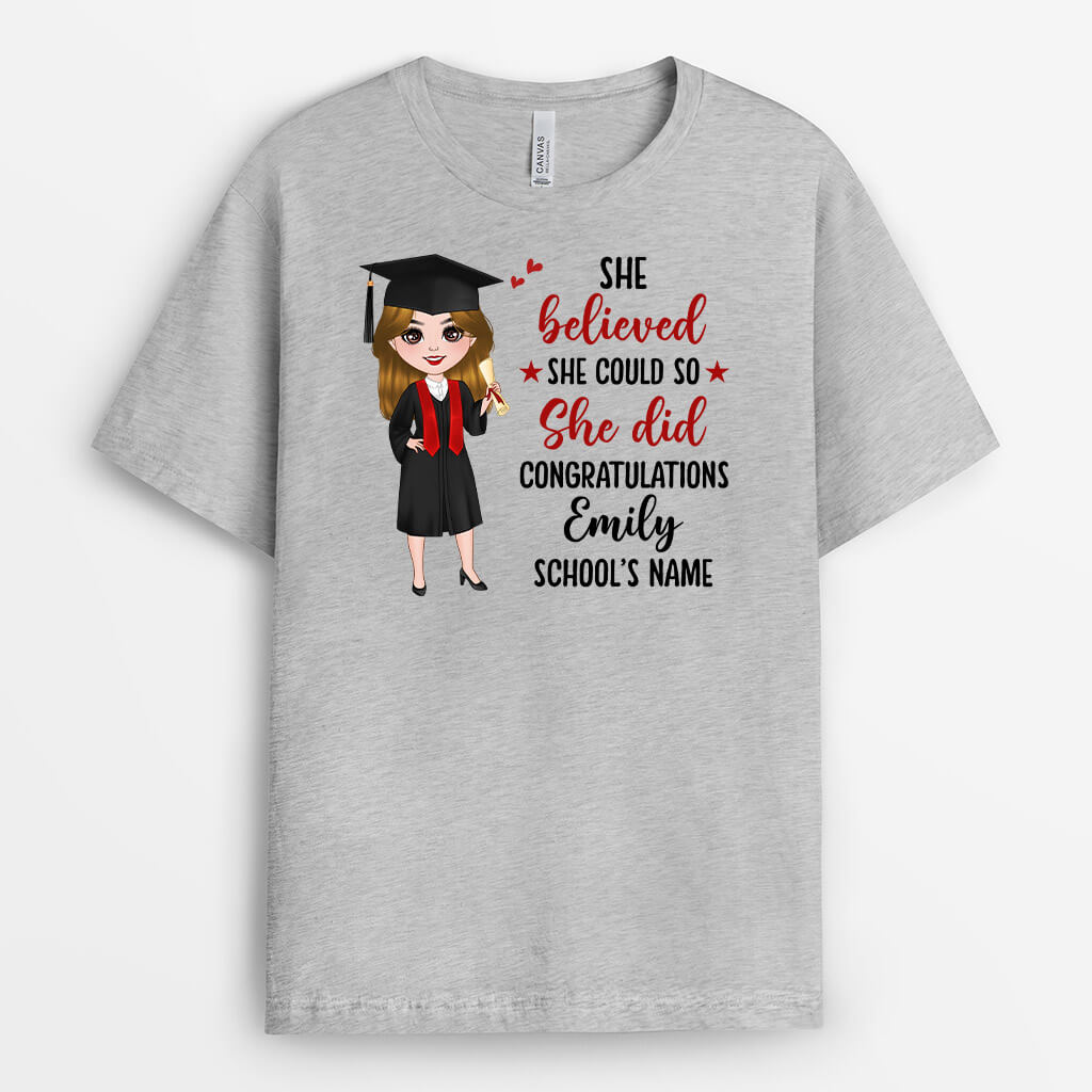 1140AUS1 Personalized T Shirts Gifts Believed Her Graduates