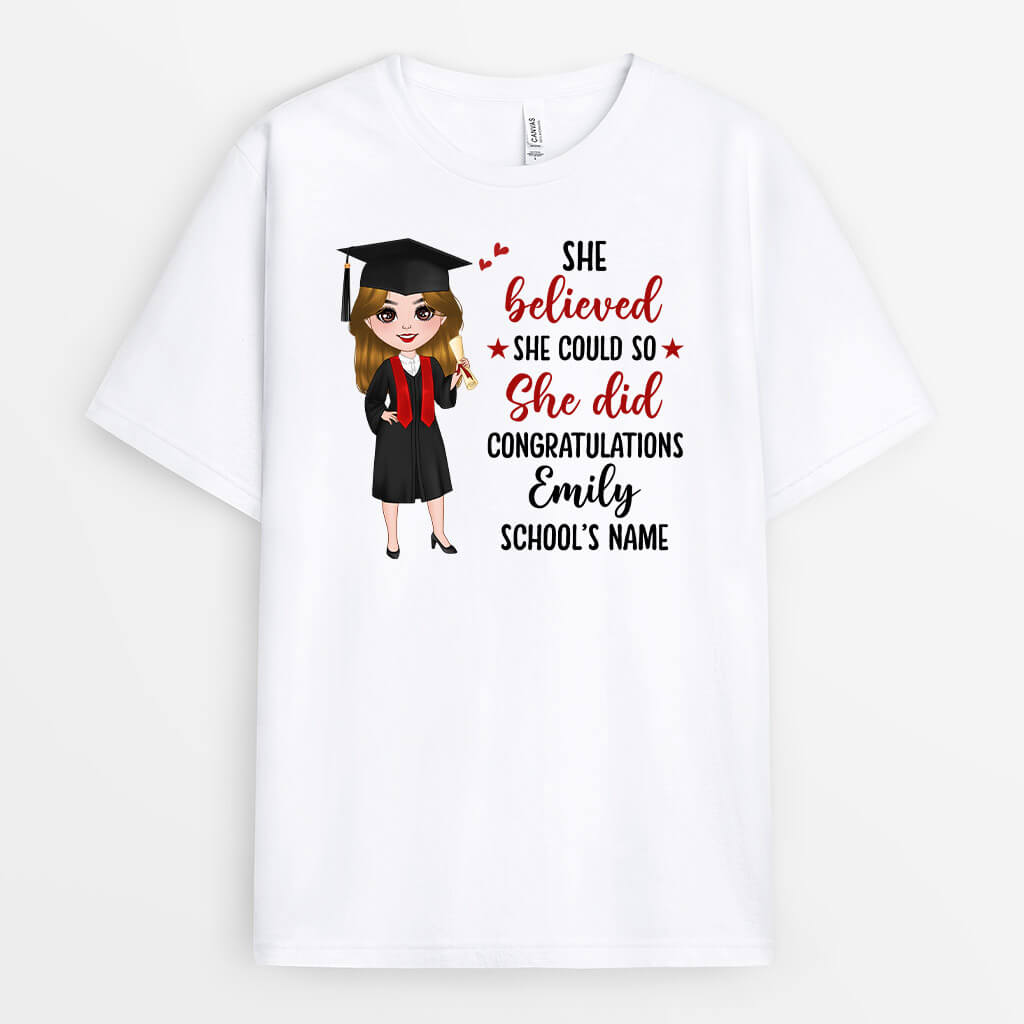 1140AUS2 Personalized T Shirts Gifts Believed Her Graduates